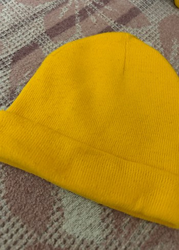 Sarı Kadın Örgü Yün Bere - Görsel 2