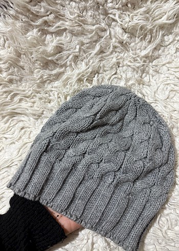 Gri Örgü Kadın Bere - Görsel 3