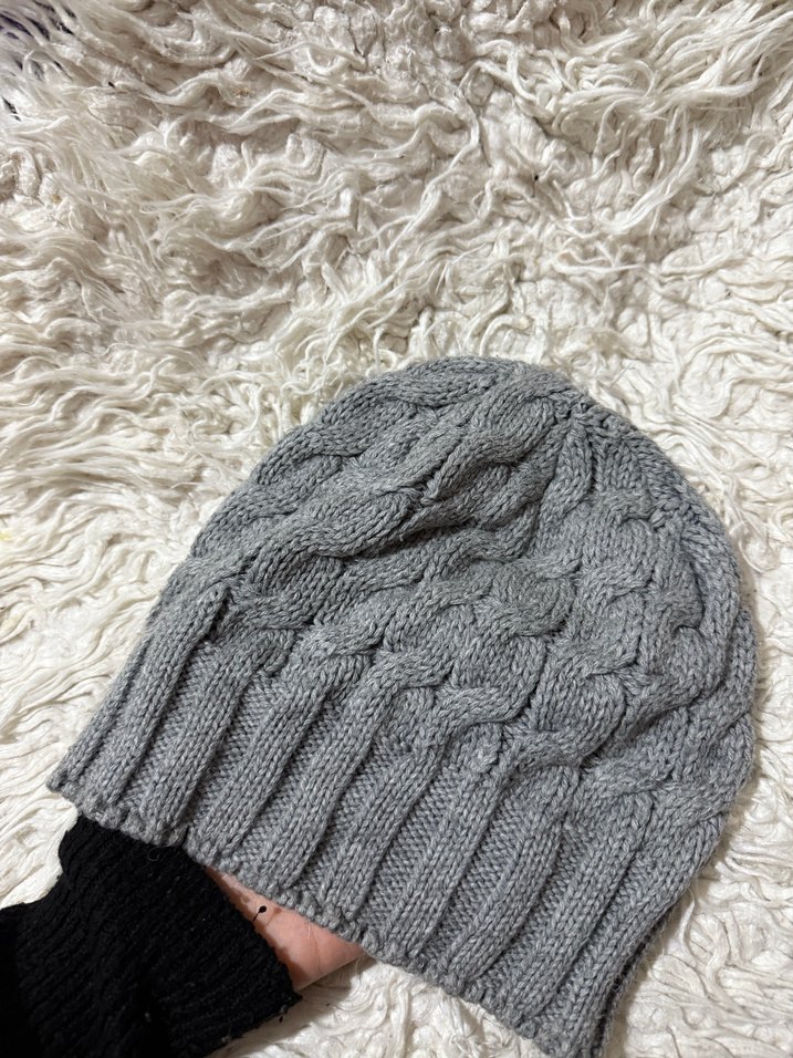 Gri Örgü Kadın Bere - Görsel 3