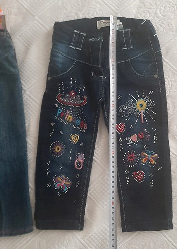 12-18 Ay Beden Nakışlı Payetli Kız Bebek Kot Pantolon 1 yaş 12 ay, 2.si beraber