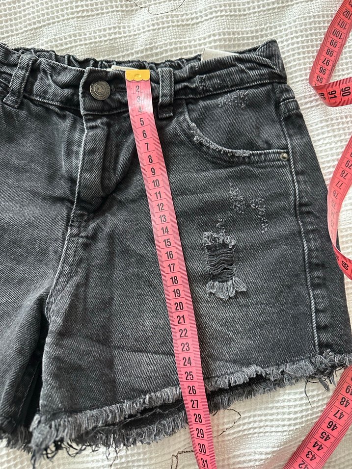 Düğmeli Gri çocuk Mini Denim Şort - Görsel 5