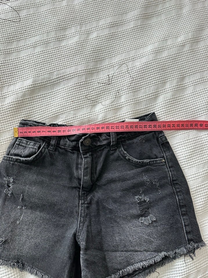 Düğmeli Gri çocuk Mini Denim Şort - Görsel 4