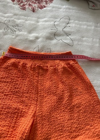 Turuncu Örgü Mini Keten Şort - Görsel 3