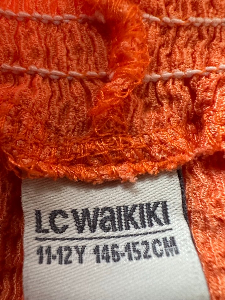 Turuncu Örgü Mini Keten Şort - Görsel 4