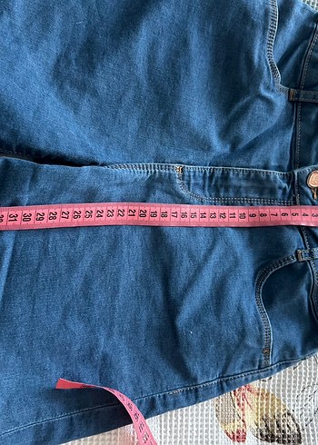Düğmeli Mavi Denim Midi Pantolon - Görsel 6