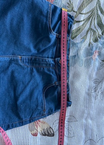 Düğmeli Mavi Denim Midi Pantolon - Görsel 5