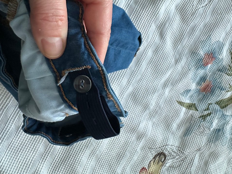 Düğmeli Mavi Denim Midi Pantolon - Görsel 4