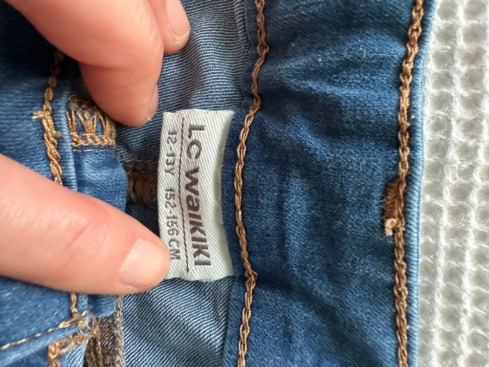 Düğmeli Mavi Denim Midi Pantolon - Görsel 3