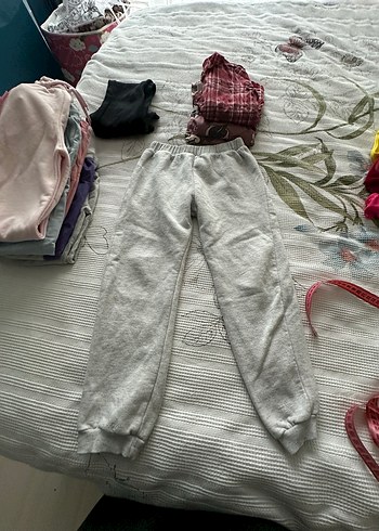 Gri kız çocuk Keten Salaş Eşofman Altı - Görsel 2