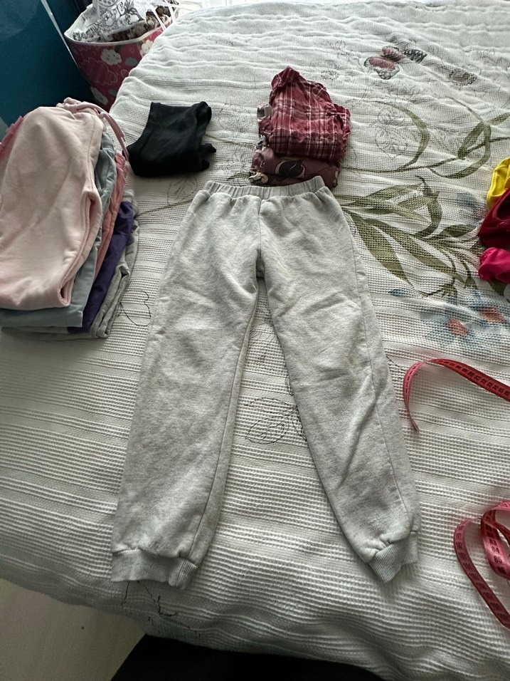 Gri kız çocuk Keten Salaş Eşofman Altı - Görsel 2