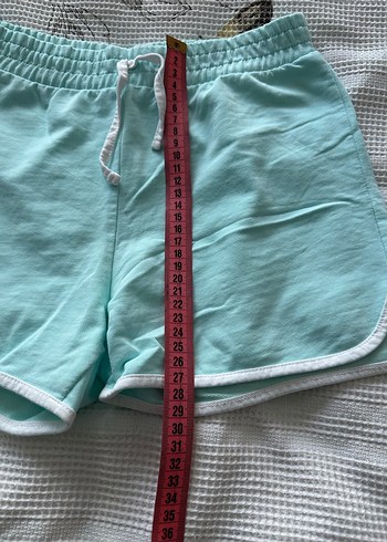 Turkuaz Pamuklu Mini Şort - Görsel 3