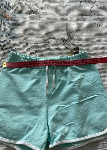 Turkuaz Pamuklu Mini Şort - Görsel 2