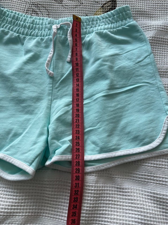 Turkuaz Pamuklu Mini Şort - Görsel 3