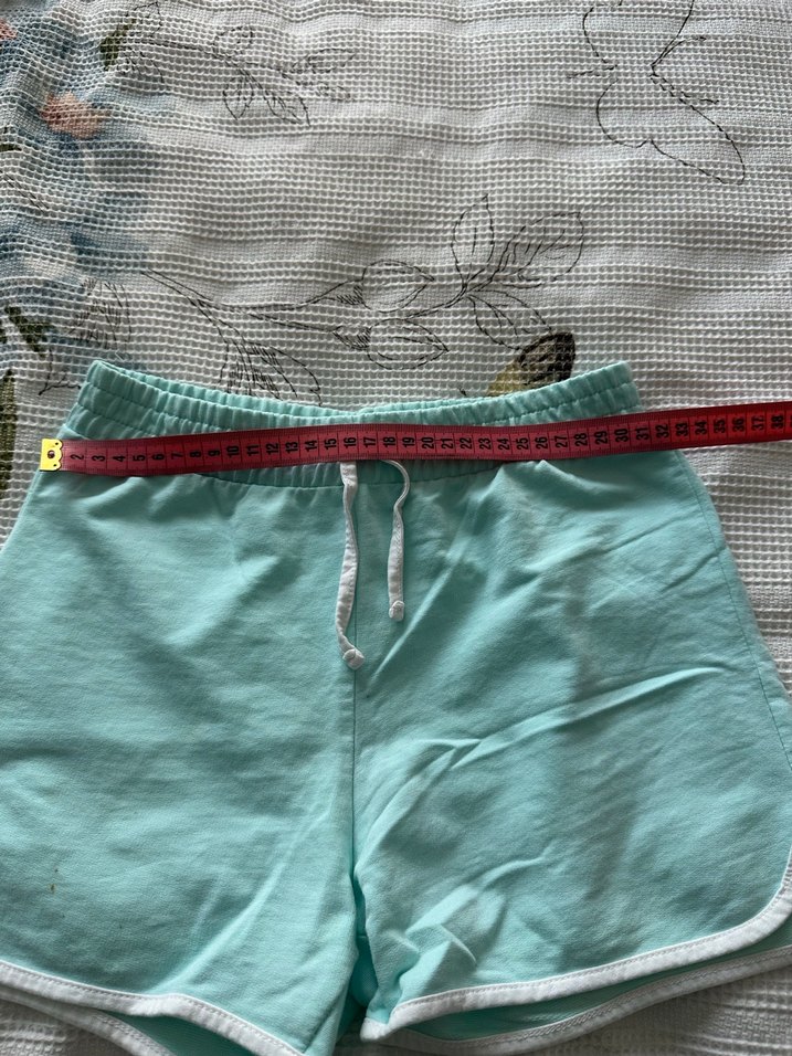 Turkuaz Pamuklu Mini Şort - Görsel 2