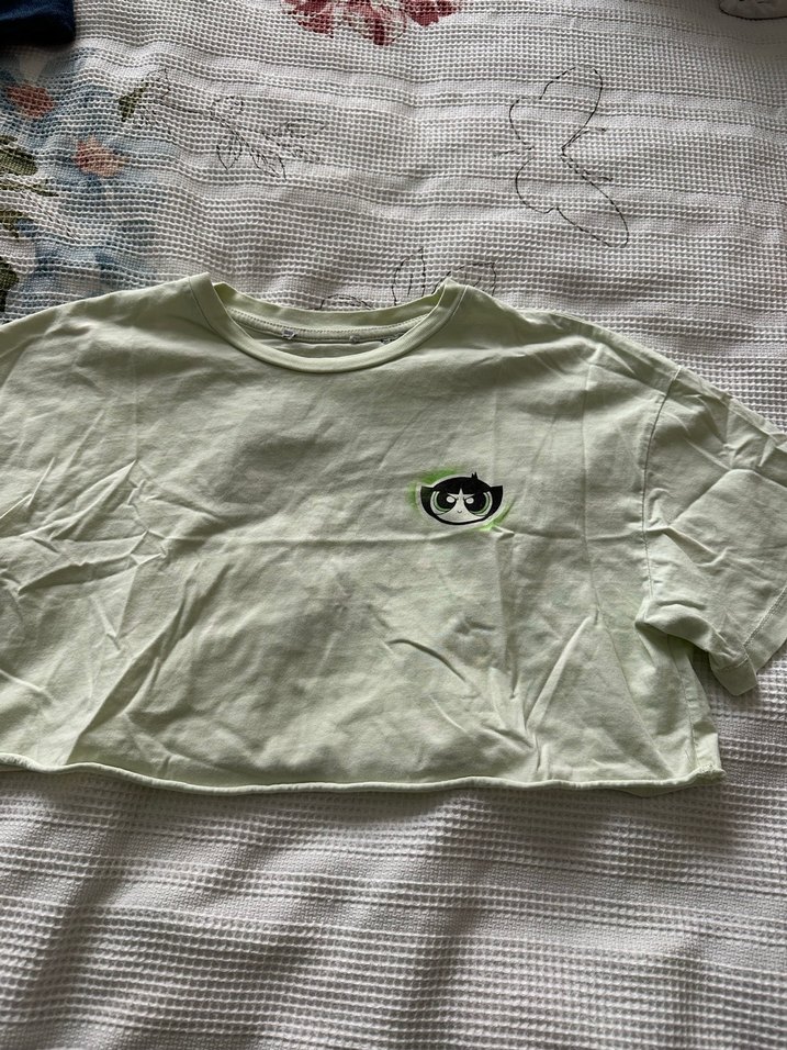 Kız Çocuk Yeşil Baskılı Kısa Kollu Tişört - Görsel 2