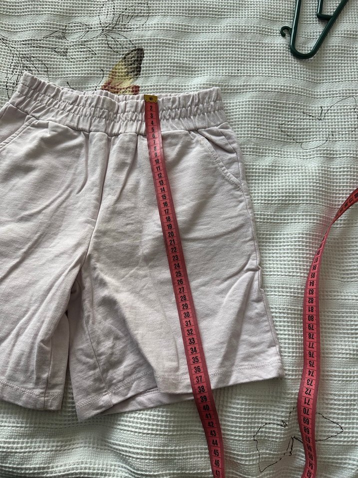 Bej Keten Mini Şort Rahat Kesim pembe renk - Görsel 4