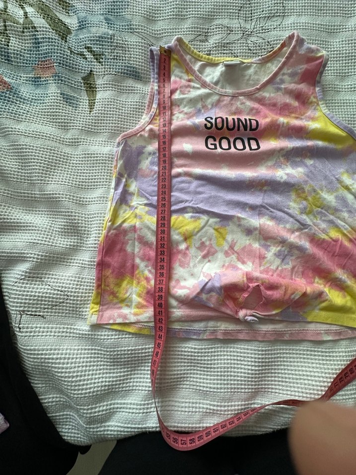 Çok Renkli Kız Çocuk Batik Desenli Askısız Tişört - Görsel 4