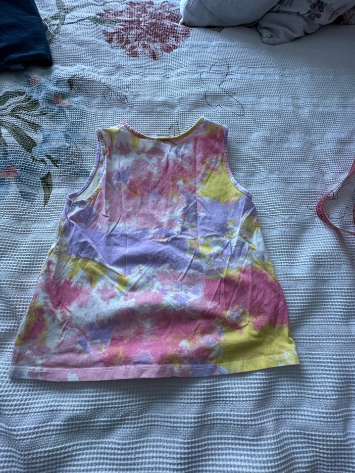 Çok Renkli Kız Çocuk Batik Desenli Askısız Tişört - Görsel 2