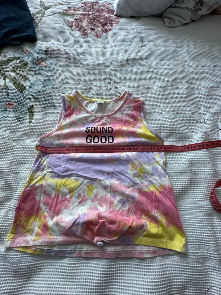 Çok Renkli Kız Çocuk Batik Desenli Askısız Tişört - Görsel 3