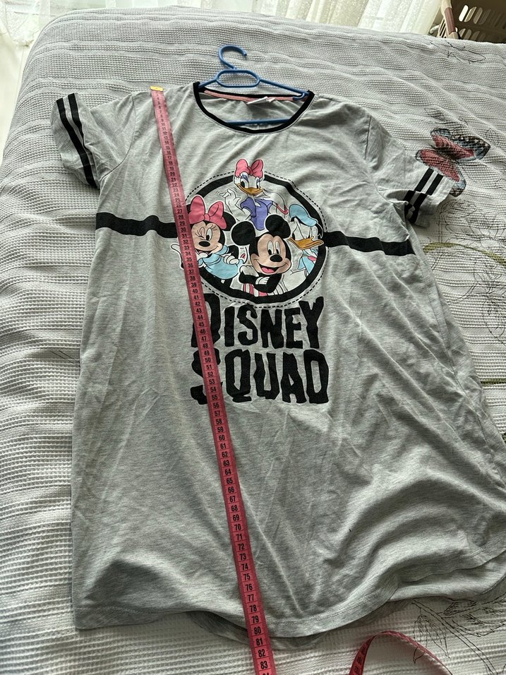 Gri Kız Tişörtü Disney Baskılı Düğmeli - Görsel 2