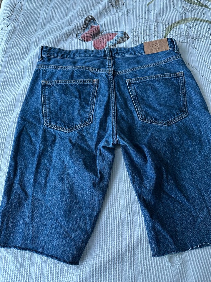 Düğmeli Mavi Kadın Denim Şort - Görsel 2