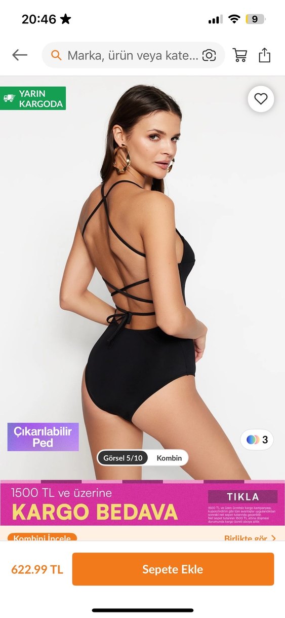 Siyah İnce Askılı Kadın Mayo - Görsel 2