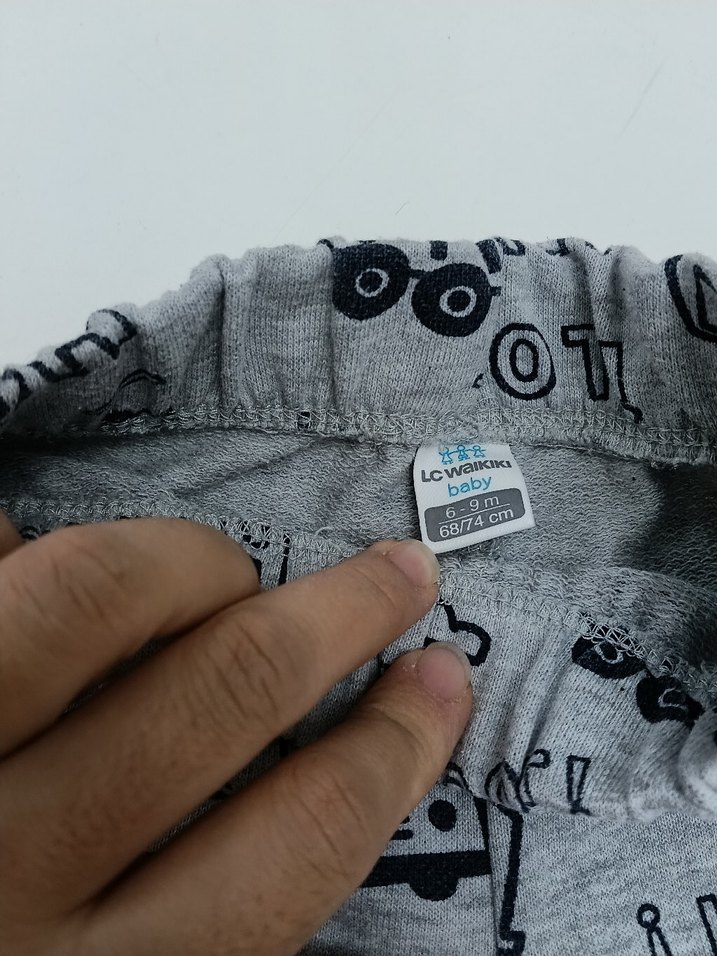 Gri Desenli Düğmeli Erkek Bebek eşofman - Görsel 2