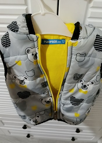 Erkek Çocuk Gri Baskılı Fermuarlı Yelek - Görsel 3