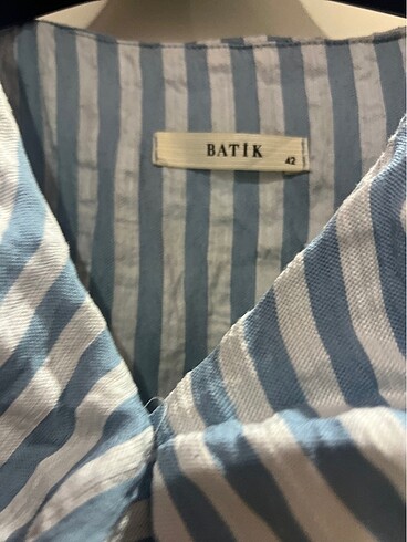 42 Beden mavi Renk Batik çizgili gömlek elbise