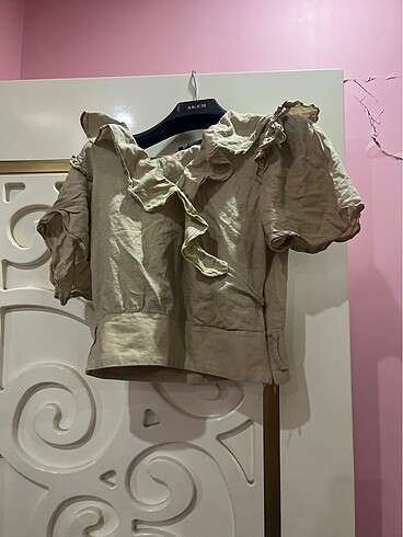 Keten renk ve kumaş crop bluz