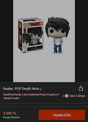 Death Note L Funko Pop Figür