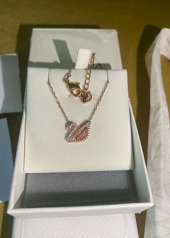  Beden altın Renk Swarovski kolye pembe kuğu