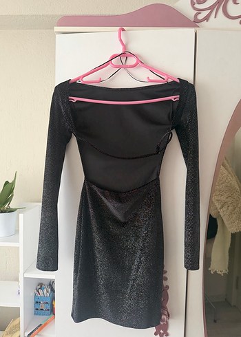 Siyah Uzun Kollu Mini Elbise - Görsel 5