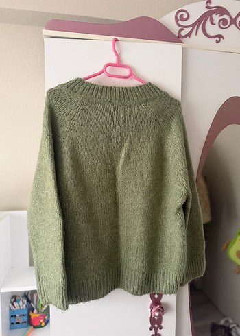 V Yaka Gri Triko Kadın Kazak - Görsel 3