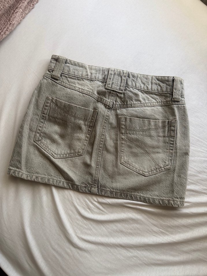 Bej Denim Mini Etek - Görsel 3