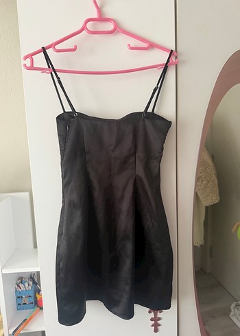 Siyah İnce Askılı Midi Elbise - Görsel 4