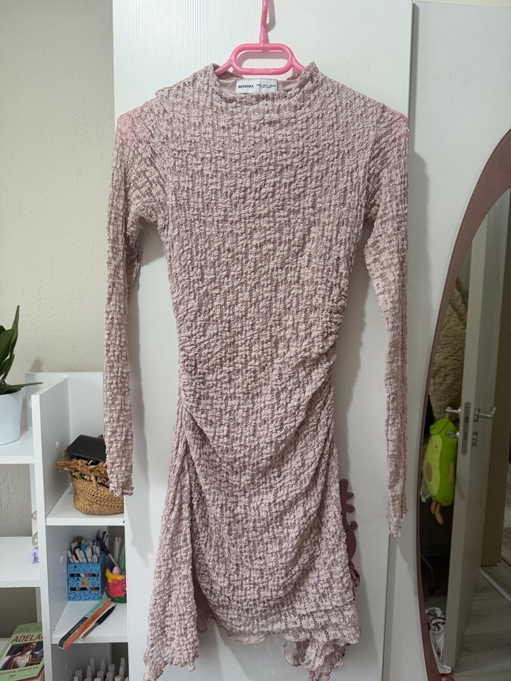 Bej Bohem Uzun Kollu  Elbise - Görsel 4