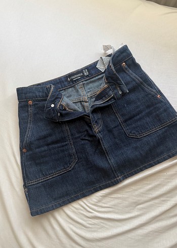 Lacivert Kot Mini Etek - Görsel 2