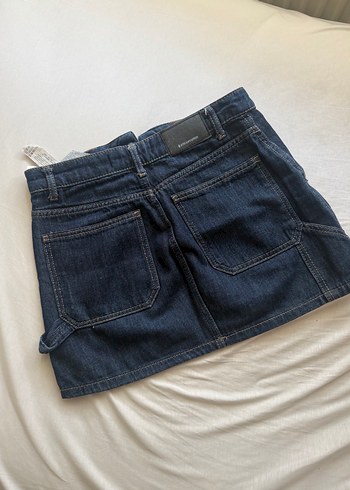 Lacivert Kot Mini Etek - Görsel 3