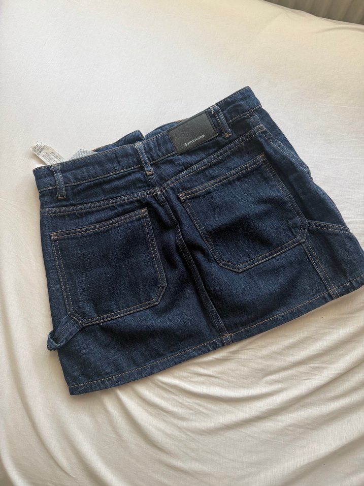 Lacivert Kot Mini Etek - Görsel 3