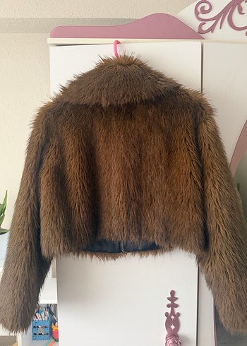 Kahverengi Kadın Kürk Detaylı Midi Mont - Görsel 3