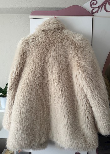 Bej Kadın Midi Boy Suni Kürk Ceket - Görsel 3