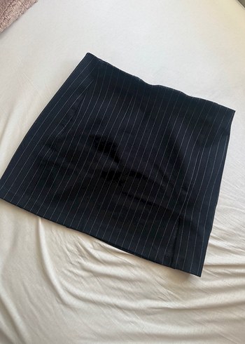 Çizgili Lacivert Midi Etek - Görsel 4