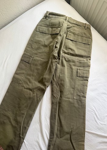 Kadın Haki Pamuklu Düğmeli Salaş Pantolon - Görsel 3