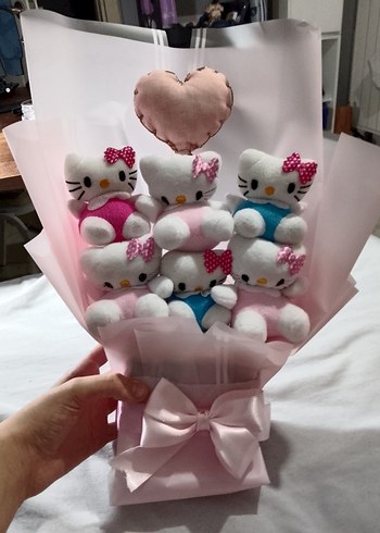 Hello Kitty Pastel Pembe Hello Kitty Peluş Oyuncak Buketi
