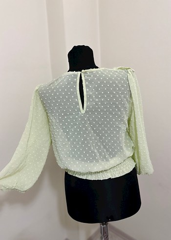 Dilvin puanttiyeli şifon fırfırlı bluz - Görsel 3