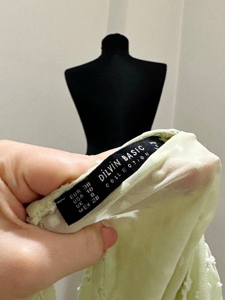 Dilvin puanttiyeli şifon fırfırlı bluz - Görsel 4