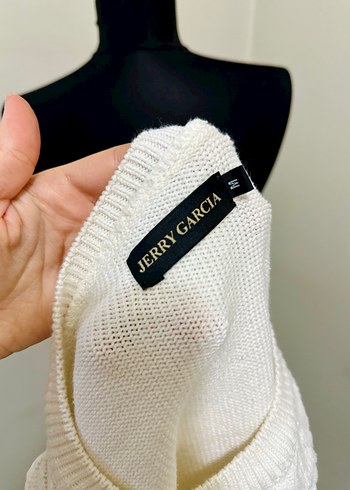 Beyaz Örgü Bohem Kadın Kazak - Görsel 4