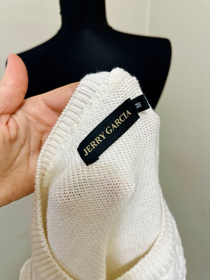 Beyaz Örgü Bohem Kadın Kazak - Görsel 4