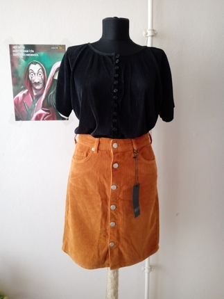 Siyah fitilli vintage bluz